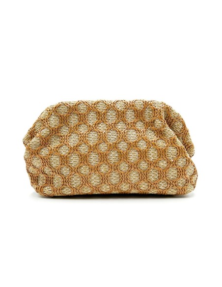 Cartera de fiesta rafia calada - camel - foto 1