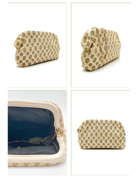 Cartera de fiesta rafia calada - camel - foto 2