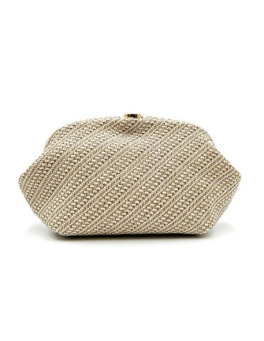 Cartera de fiesta rafia con cierre redondo - beige - foto 1