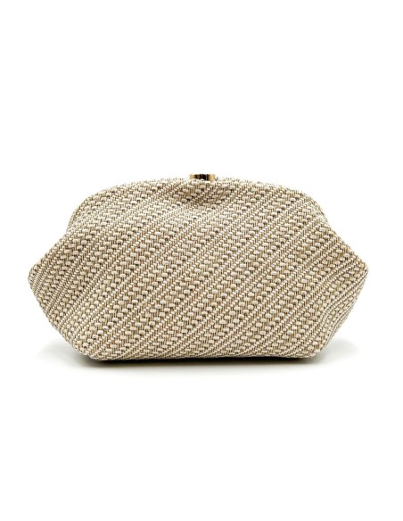Cartera de fiesta rafia con cierre redondo - beige - foto 1