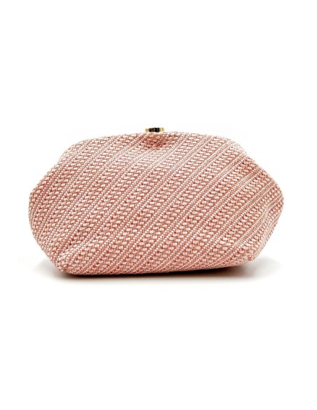 Cartera de fiesta rafia con cierre redondo - rosa - foto 1