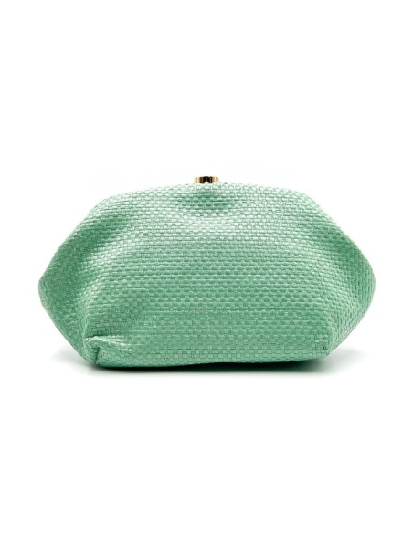 Cartera de fiesta rafia con cierre redondo - teal claro - foto 1