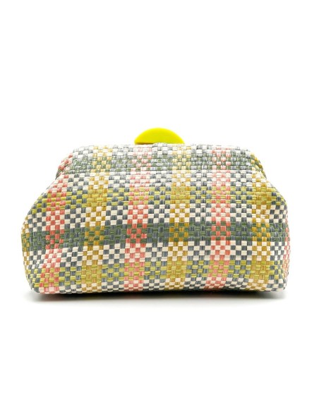 Cartera de fiesta rafia cuadros - multi verde - foto 1