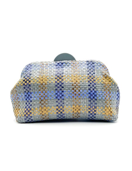 Cartera de fiesta rafia cuadros - multi azul - foto 1