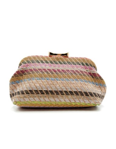 Cartera de fiesta rafia multicolor - taupe - foto 1
