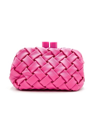 Cartera de fiesta trenzada con cierre cilíndrico - fucsia - foto 1