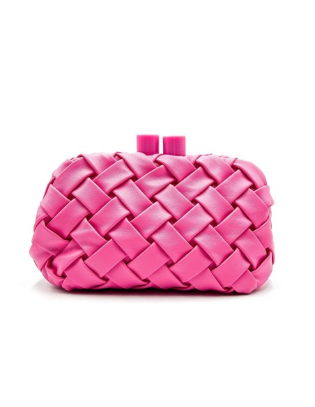 Cartera de fiesta trenzada con cierre cilíndrico - fucsia - foto 1