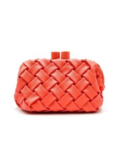 Cartera de fiesta trenzada con cierre cilíndrico - coral - foto 1