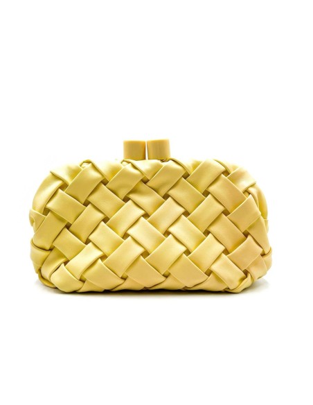 Cartera de fiesta trenzada con cierre cilíndrico - amarillo claro - foto 1