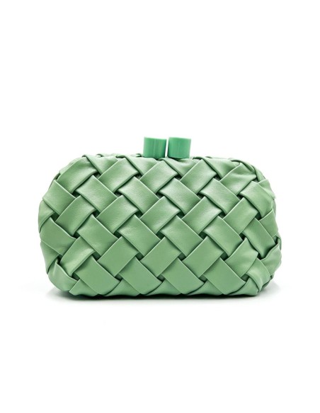 Cartera de fiesta trenzada con cierre cilíndrico - menta - foto 1