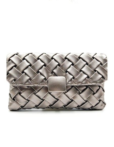 Bolso de fiesta trenzado con solapa - gris - foto 1