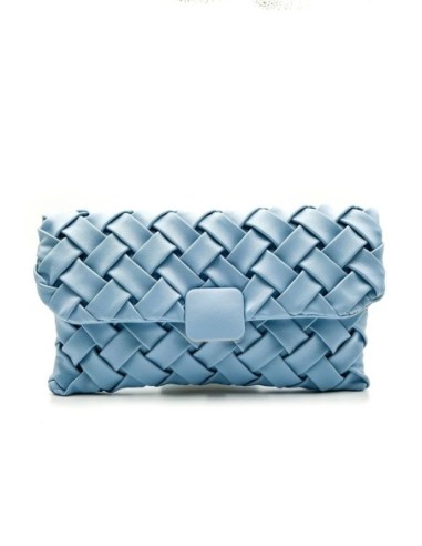 Bolso de fiesta trenzado con solapa - celeste - foto 1