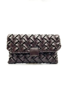 Bolso de fiesta trenzado con solapa - chocolate - foto 1
