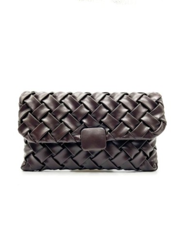 Bolso de fiesta trenzado con solapa - chocolate - foto 1