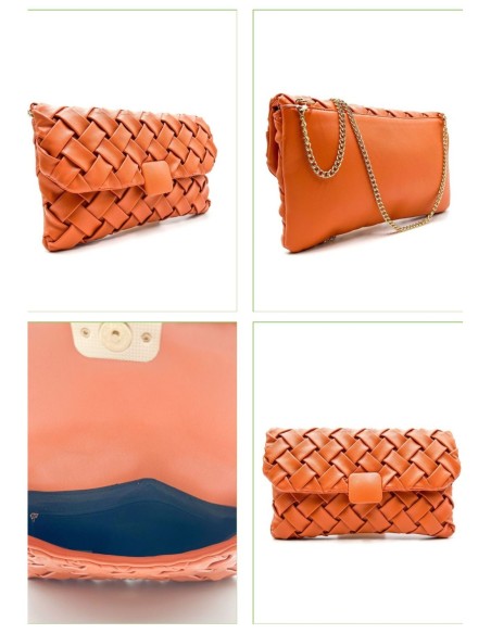 Bolso de fiesta trenzado con solapa - chocolate - foto 2