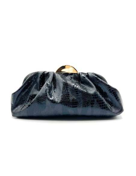 Cartera de fiesta grabada efecto serpiente - negro - foto 1