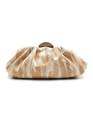 Cartera de fiesta grabada efecto serpiente - taupe - foto 1