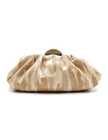 Cartera de fiesta grabada efecto serpiente - taupe - foto 1