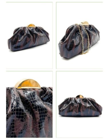 Cartera de fiesta grabada efecto serpiente - granate - foto 2