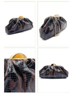 Cartera de fiesta grabada efecto serpiente - chocolate - foto 1 2