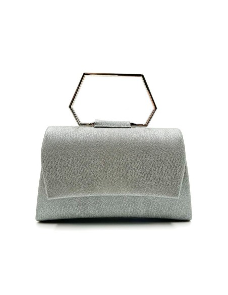 Bolso de fiesta rígido con asa geométrica - gris - foto 1