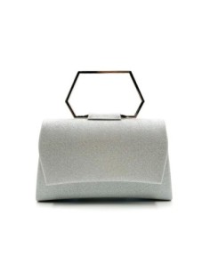 Bolso de fiesta rígido con asa geométrica - plata - foto 1