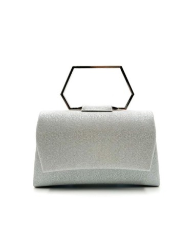 Bolso de fiesta rígido con asa geométrica - plata - foto 1