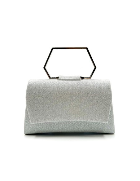 Bolso de fiesta rígido con asa geométrica - plata - foto 1