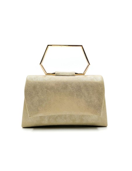 Bolso de fiesta rígido con asa geométrica - oro claro - foto 1