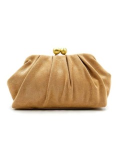 Cartera de fiesta efecto ante con fruncido - camel - foto 1