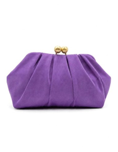 Cartera de fiesta efecto ante con fruncido - morado - foto 1