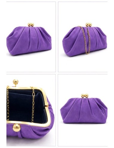 Cartera de fiesta efecto ante con fruncido - morado - foto 2