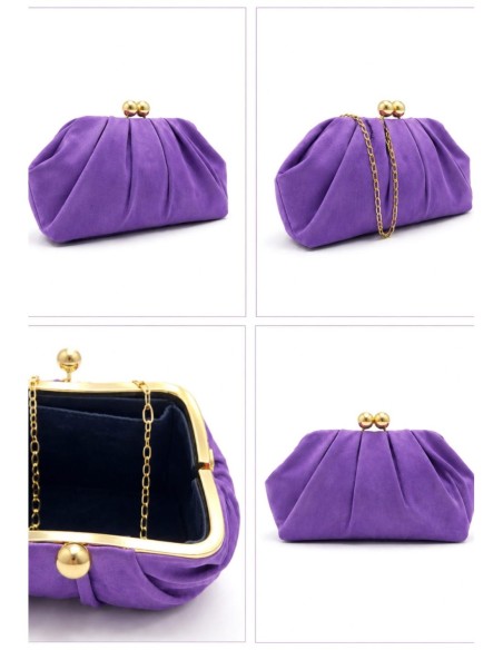 Cartera de fiesta efecto ante con fruncido - morado - foto 2