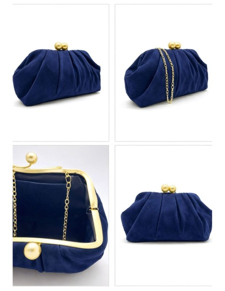 Cartera de fiesta efecto ante con fruncido - azul marino - foto 2