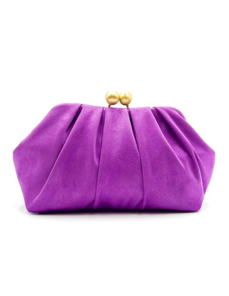 Cartera de fiesta efecto ante con fruncido - buganvilla - foto 1