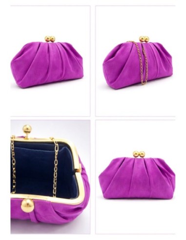 Cartera de fiesta efecto ante con fruncido - buganvilla - foto 2