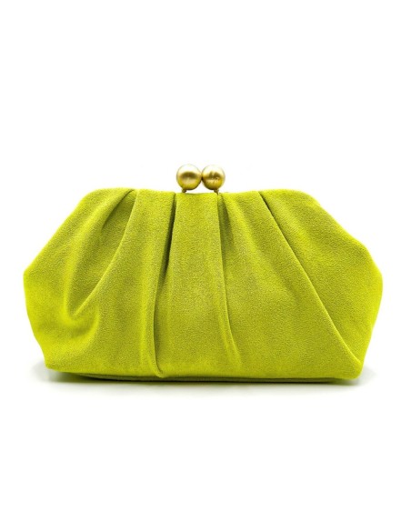 Cartera de fiesta efecto ante con fruncido - lima - foto 1