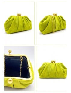 Cartera de fiesta efecto ante con fruncido - lima - foto 1 2