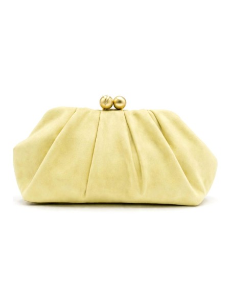 Cartera de fiesta efecto ante con fruncido - amarillo claro - foto 1