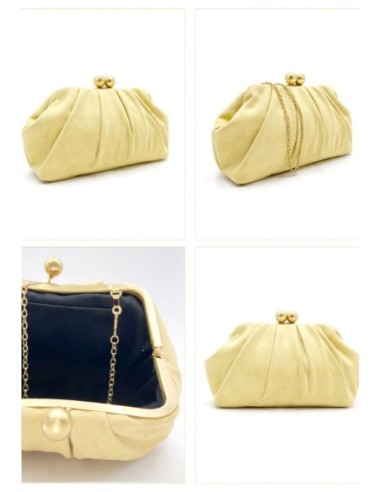 Cartera de fiesta efecto ante con fruncido - amarillo claro - foto 2