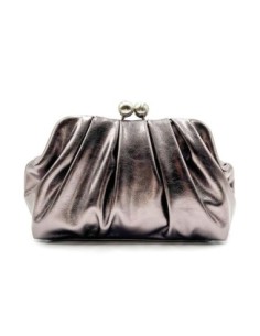 Cartera de fiesta metalizada con fruncido - gris - foto 1