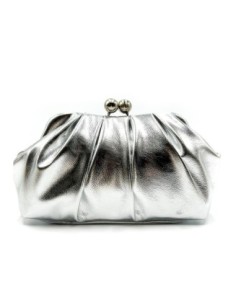 Cartera de fiesta metalizada con fruncido - plata - foto 1