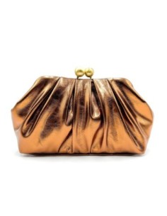 Cartera de fiesta metalizada con fruncido - bronce - foto 1