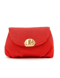 Cartera de fiesta rafia con cierre efecto metálico - rojo - foto 1