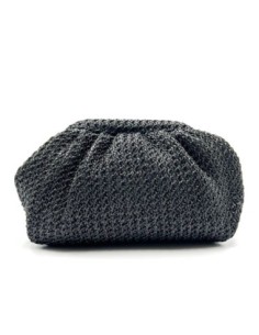 Cartera de fiesta rafia fruncida - negro - foto 1