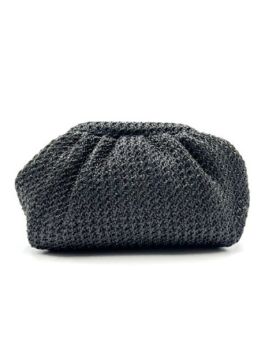 Cartera de fiesta rafia fruncida - negro - foto 1