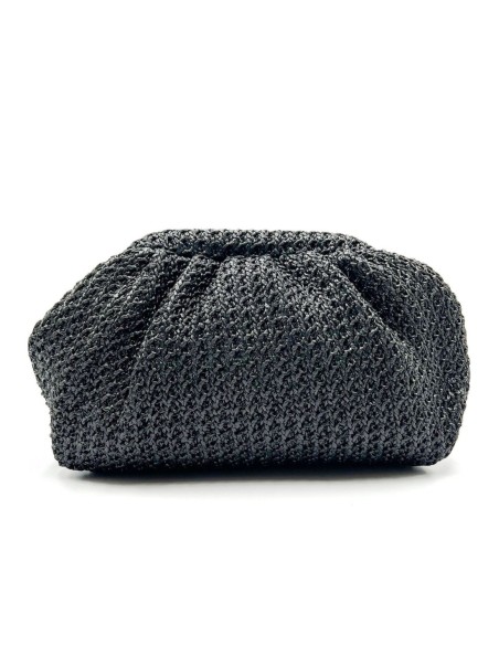 Cartera de fiesta rafia fruncida - negro - foto 1