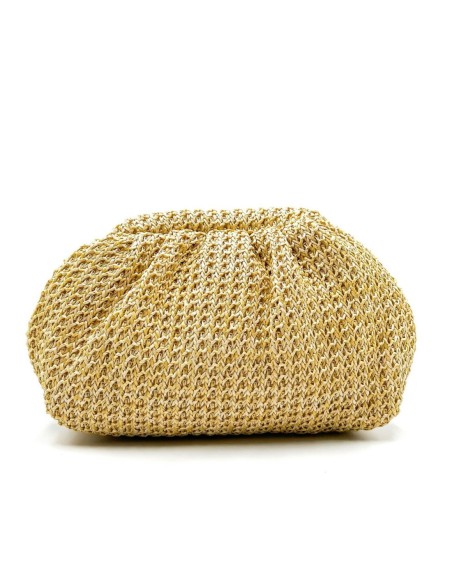Cartera de fiesta rafia fruncida - natural - foto 1