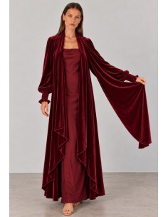 Abrigo kimono de terciopelo burdeos para invitada | Complementos Invitada