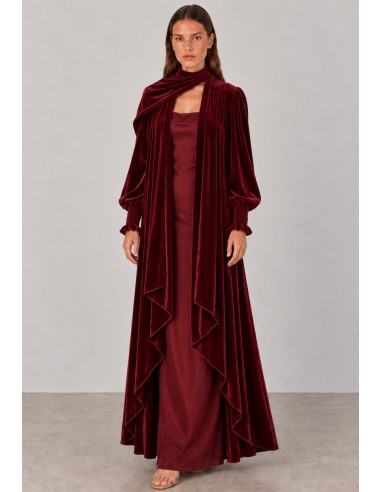 Abrigo kimono de terciopelo burdeos para invitada | Complementos Invitada